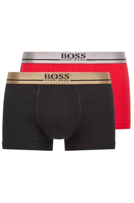 Two-pack of cotton trunks in black and red, Light Red