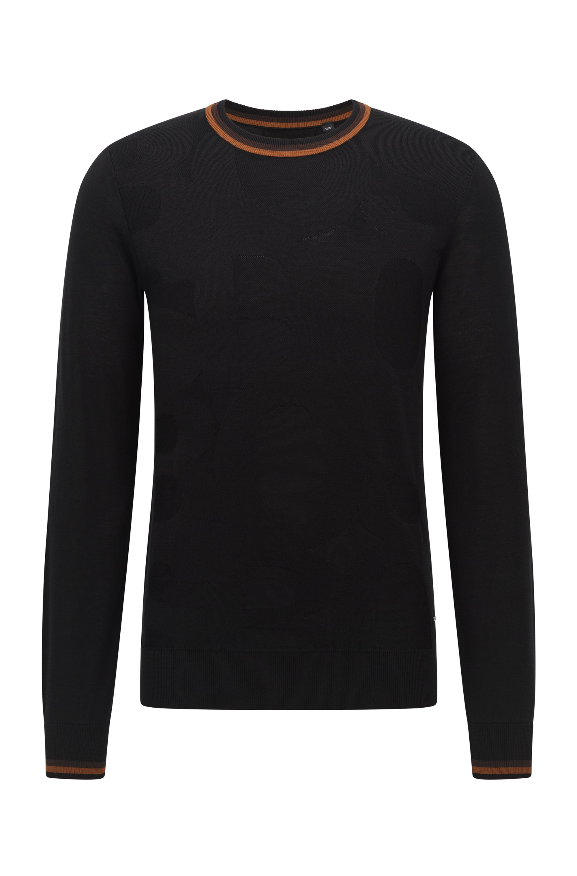 Slim-fit trui van zuivere zijde met abstract logo, Zwart