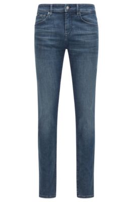 BOSS by HUGO BOSS Skinny-Fit Jeans aus dunkelblauem Knit Denim in Blau für Herren Sparen Sie 30% Herren Bekleidung Jeans Röhrenjeans 