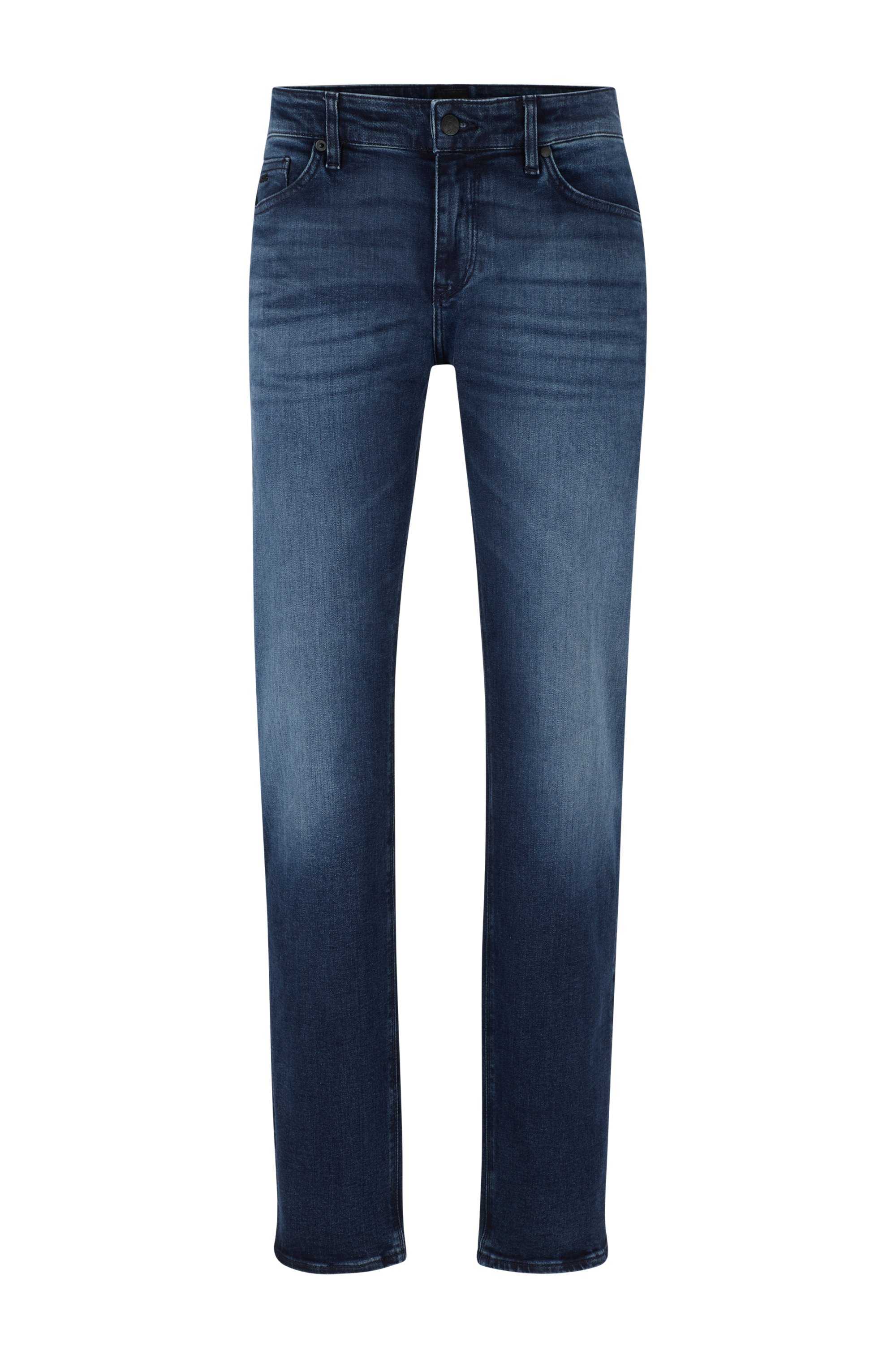 Jeans regular fit in denim elasticizzato italiano blu scuro, Blu scuro