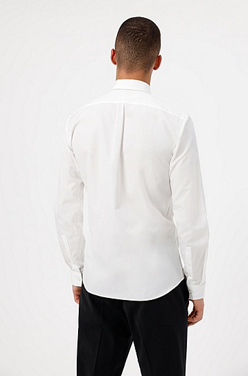 修身棉质衬衫，衣领采用五金配件设计,  199_Open White