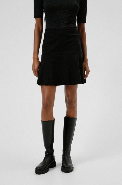 Regular-fit mini skirt in open-cut jersey, Black