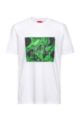 Crew-neck T-shirt in cotton with glitch-print artwork, White