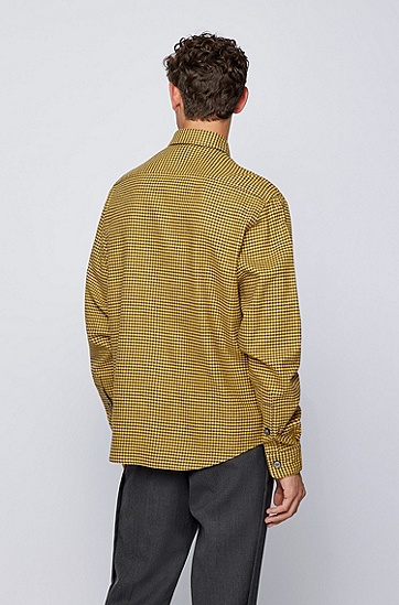 格纹棉质斜纹布宽松版外套衬衫,  722_Medium Yellow