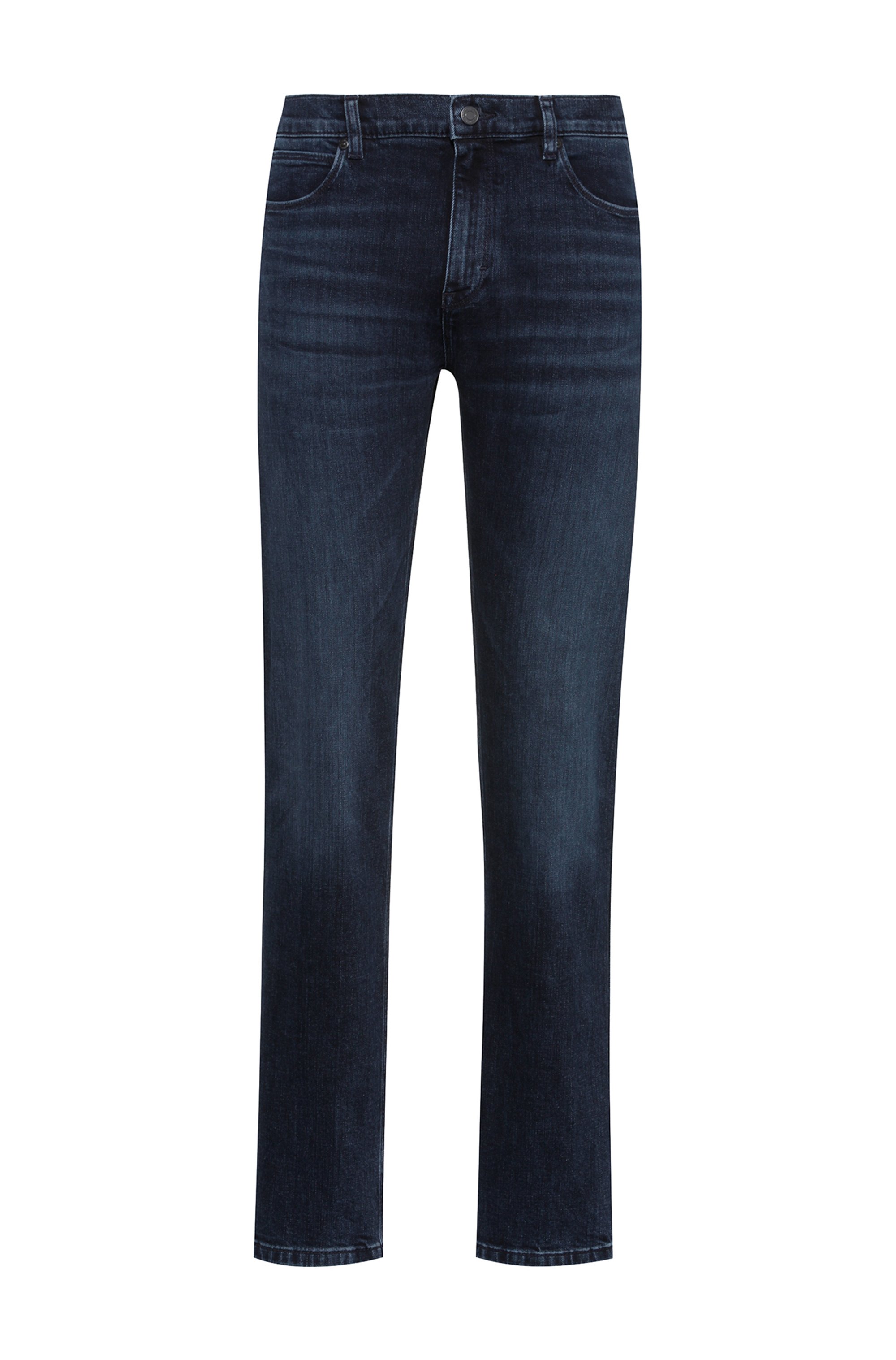 Slim-fit jeans van blauw-zwart comfortabel stretchdenim, Donkerblauw