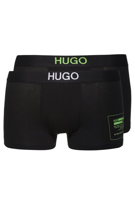 Two-pack of stretch-cotton trunks with logo waistbands, Light Green