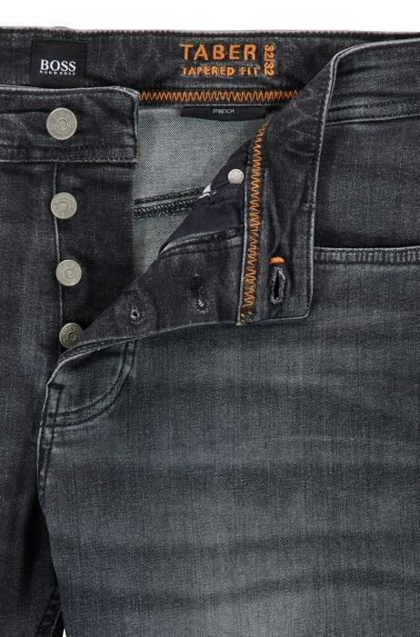for Men Mens Clothing Jeans Slim jeans Black BOSS by HUGO BOSS Denim Taber Tapered Jeans Multi in Grey/Black 