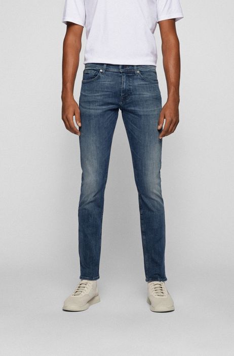 los van marketing zege BOSS - Slim-fit jeans in gray-cast super-stretch denim