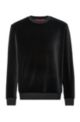 Relaxed-fit sweatshirt in velvet with reversed logo, Black