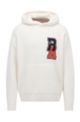 Hooded sweater in virgin wool with exclusive logo, White