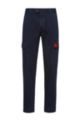 Slim-fit trousers with flap pockets and logo label, Dark Blue