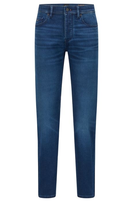 Jeans con fit affusolato in comodo denim a maglia HUGO BOSS Uomo Abbigliamento Pantaloni e jeans Jeans Jeans affosulati 