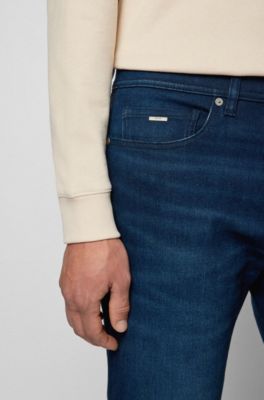Lade være med nul Træde tilbage BOSS - Regular-fit jeans in green-cast super-stretch denim