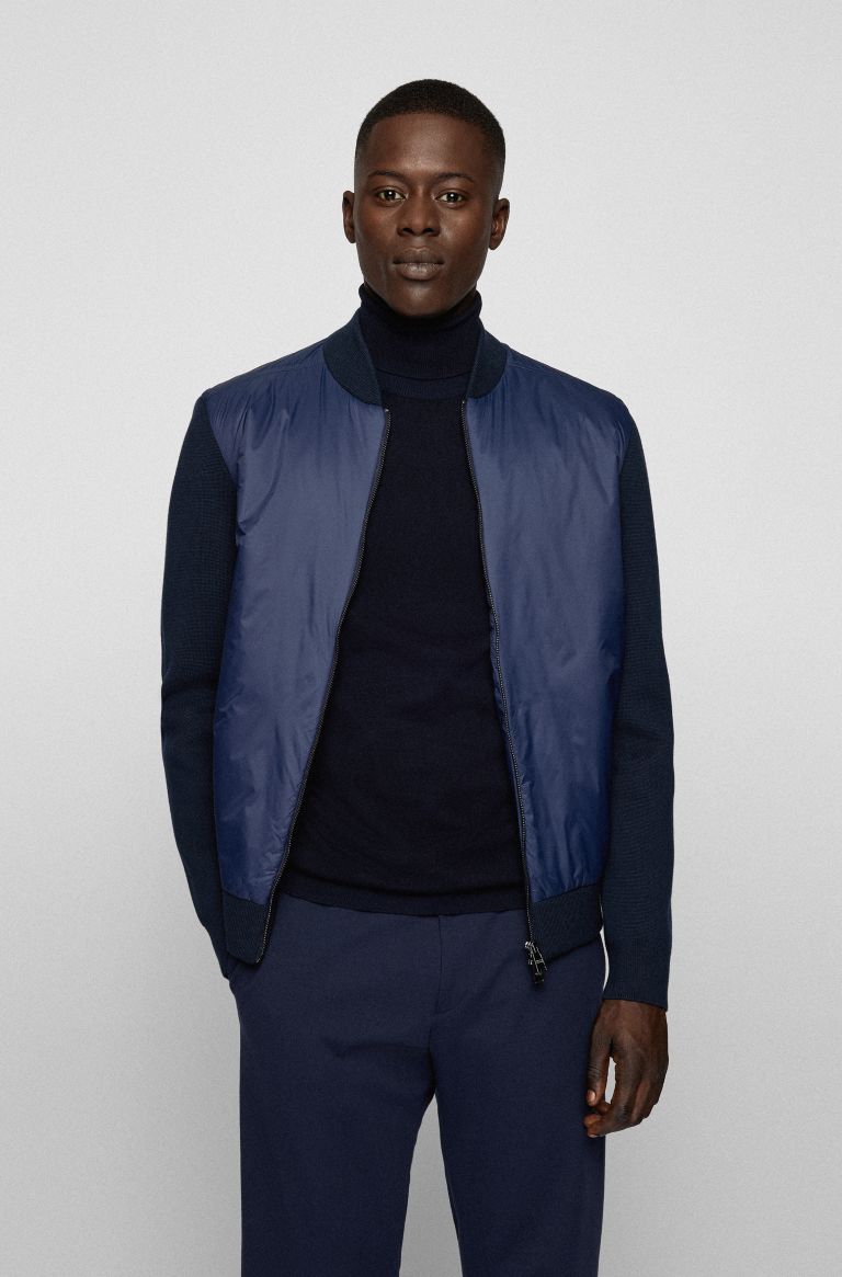 hugoboss.com | Regular-fit baseball jacket in mixed materials