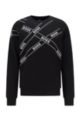 Crew-neck sweatshirt in French terry with logo artwork, Black
