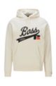 Cotton-blend hooded sweatshirt with exclusive logo, White