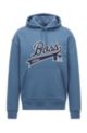 Cotton-blend hooded sweatshirt with exclusive logo, Blue