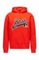 Cotton-blend hooded sweatshirt with exclusive logo, Orange