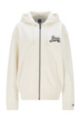 Cotton-blend zip-up hoodie with exclusive logo, White