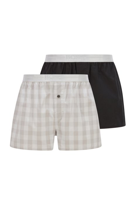 Two-pack of pyjama shorts in cotton poplin, Black/Grey