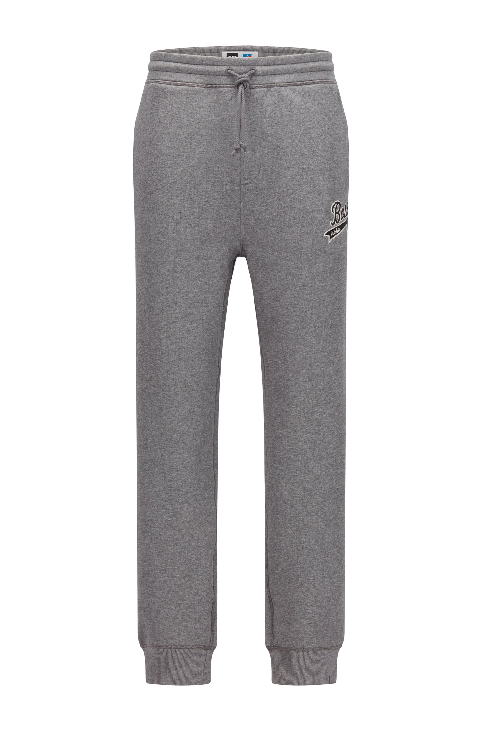 Cotton-blend tracksuit bottoms with exclusive logo, Grey