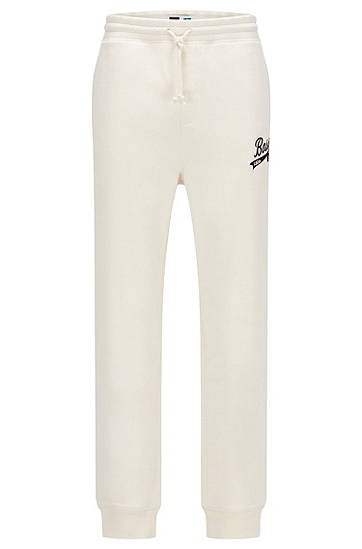 专属徽标装饰棉质混纺运动裤,  118_Open White