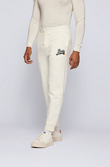 专属徽标装饰棉质混纺运动裤,  118_Open White
