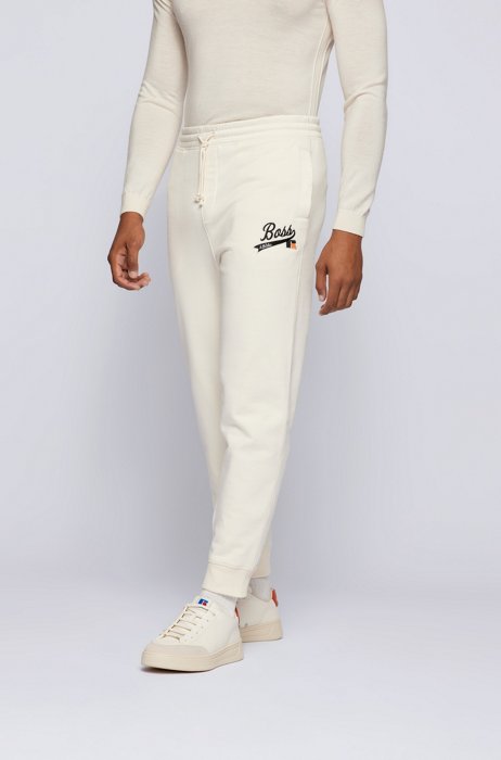 Спортивные брюки из смесового хлопка с эксклюзивным логотипом, Белый