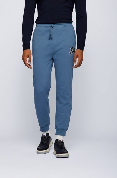 Cotton-blend tracksuit bottoms with exclusive logo, Blue