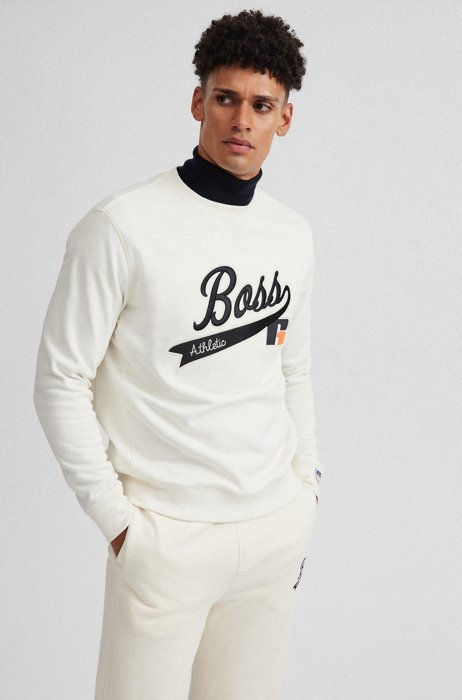 Cotton-blend sweatshirt with exclusive logo, White