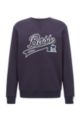 Cotton-blend sweatshirt with exclusive logo, Dark Blue