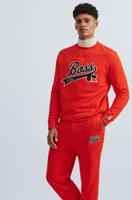 Cotton-blend sweatshirt with exclusive logo, Orange