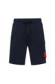 Regular-fit shorts in cotton with red logo label, Dark Blue