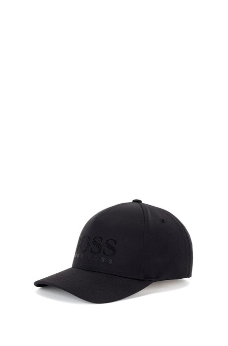 Double-twill cap with laser-cut logo, Black