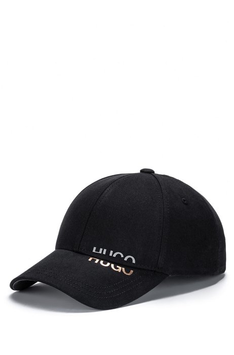 Cotton-twill cap with split logo, Black