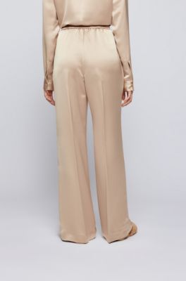 beige satin pants