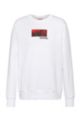 Sweater van katoen met grafische print en co-branding, Wit