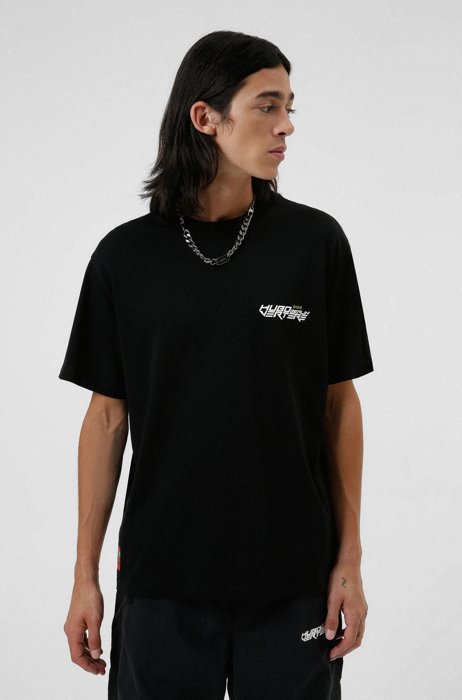 Oversized T-Shirt mit exklusivem Logo und Artwork auf der Rückseite, Schwarz