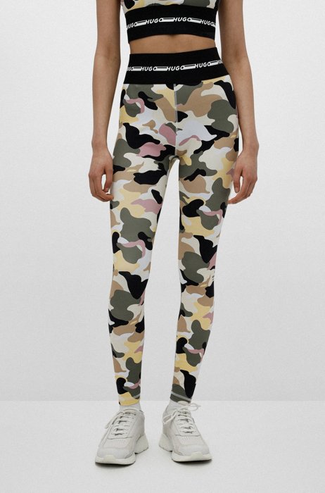 Extra-slim-fit leggings with branded waistband, Patterned