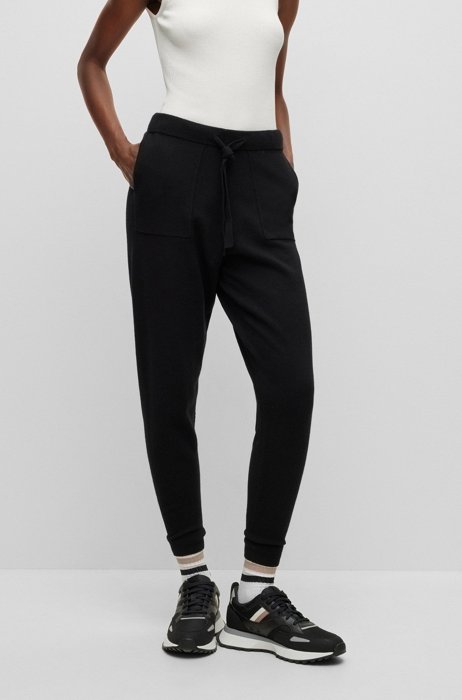Relaxed-fit trousers in a wool blend, Black