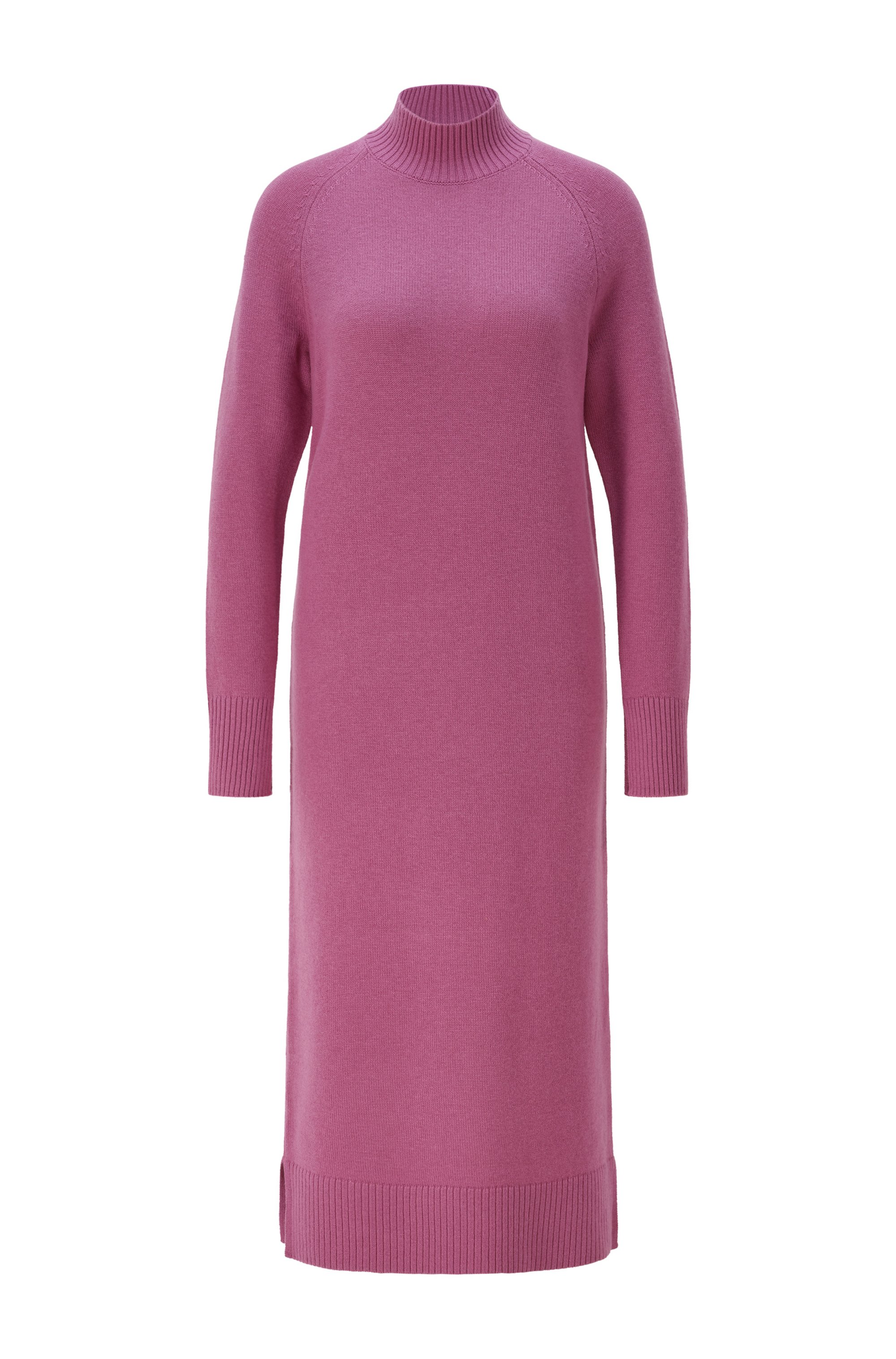 Long-sleeved knitted dress in virgin wool and cashmere, Purple