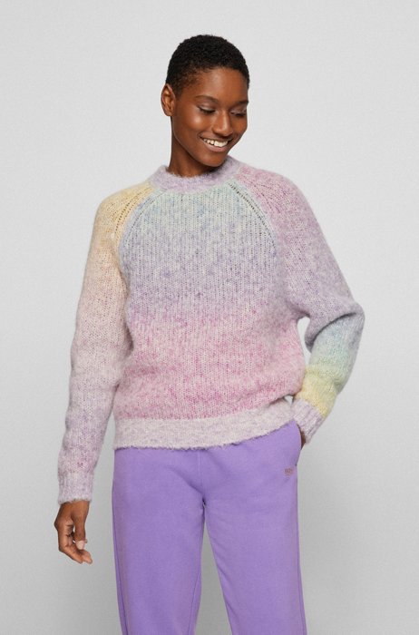 Relaxed-fit sweater in a multi-colored alpaca blend, Patterned