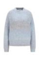 Locker geschnittener Sweater aus Alpaka-Mix in verschiedenen Farben, Blau gemustert