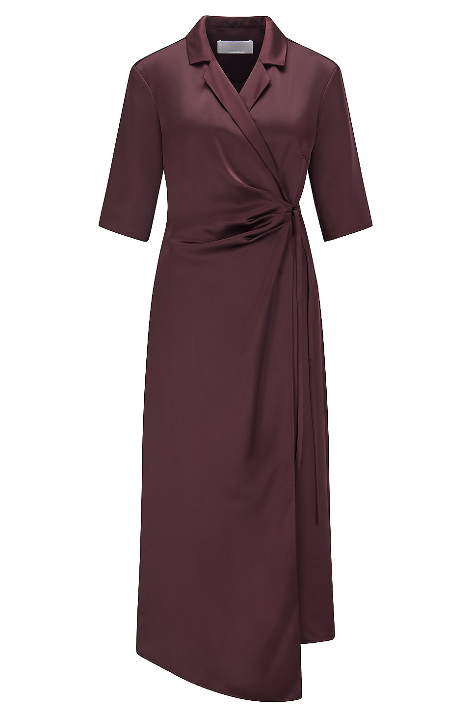 BOSS - Wrap dress in satin with tie-up belt