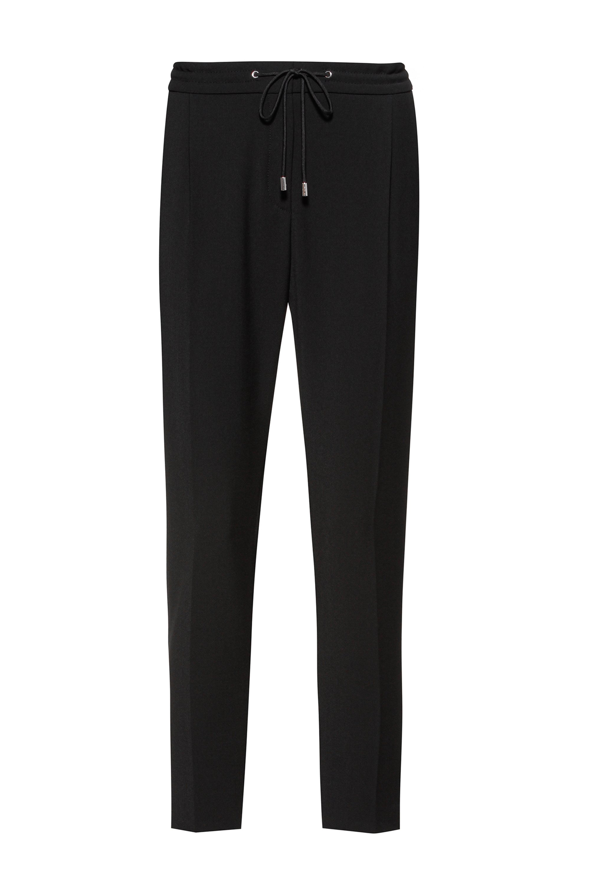 Regular-fit trousers with drawstring waist, Black