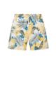 Leaf-print swim shorts in quick-drying recycled fabric, Yellow