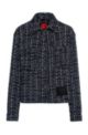 Regular-fit jas van tweed met logopatch, Bedrukt