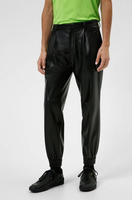 Extra-slim-fit faux-leather trousers, Black