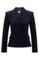 Regular-fit double-breasted jacket in stretch fabric, Bleu foncé