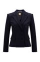 Regular-fit double-breasted jacket in stretch fabric, Azul oscuro